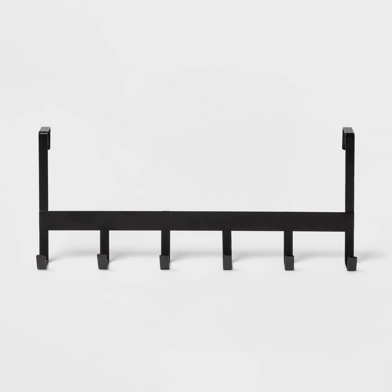 Brightroom over-the-door hook rack, 6 hooks, matte black
