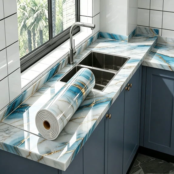 Self-adhesive marble contact paper, waterproof, 118 in x 23.6 in